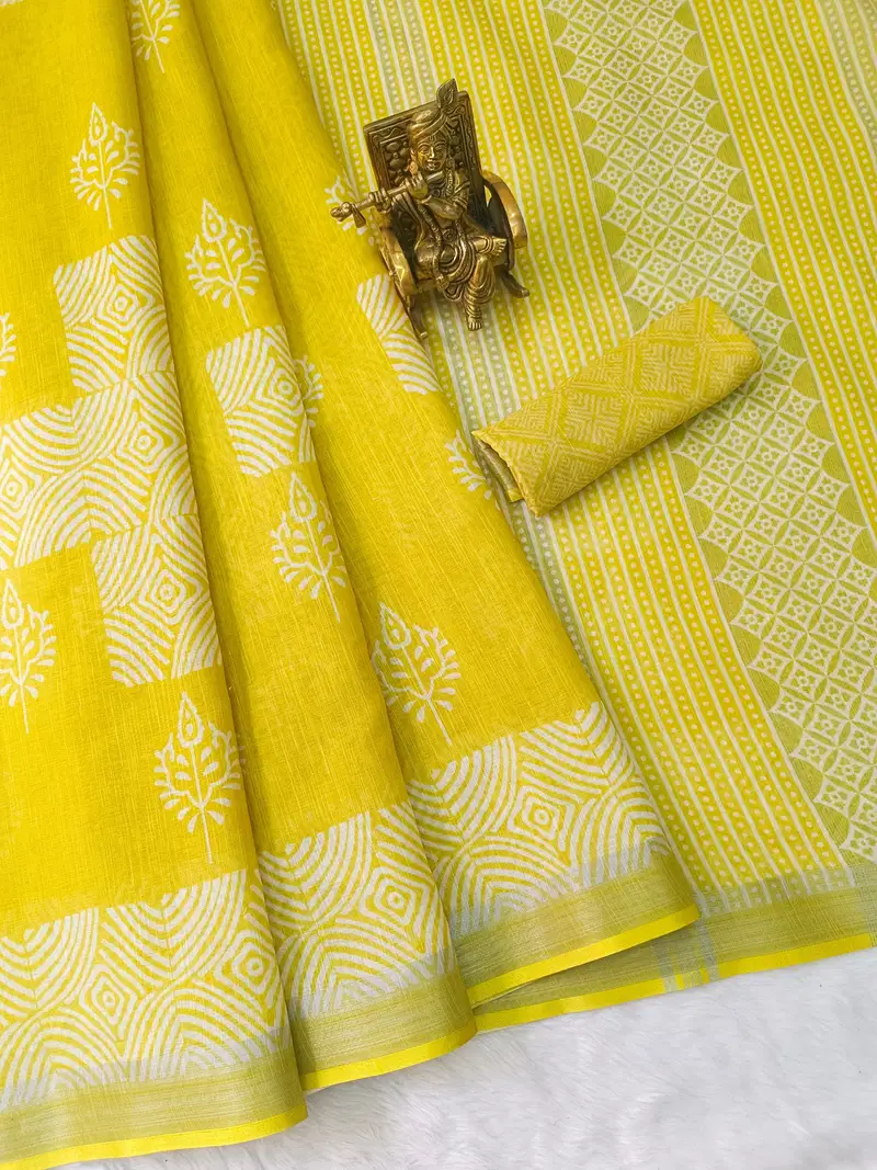 VK 4261 Linen Silver Jari Patta Digital Printed Sarees Wholesale Price In Surat